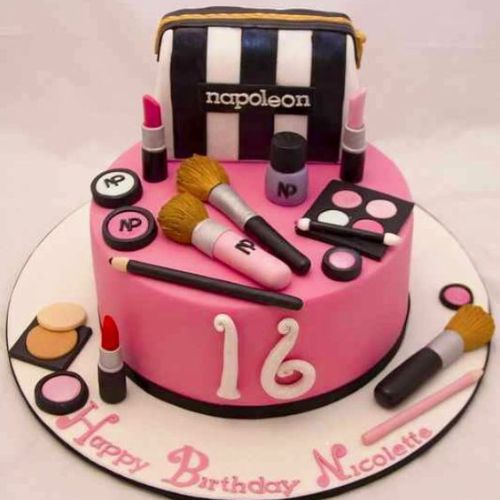 cake for her, fondant cake for her, mac makeupcake, order birthday cake for her.